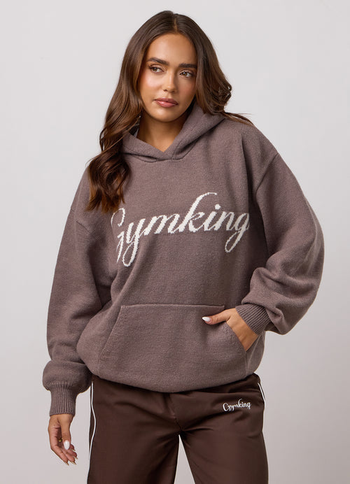 Gym King Gebreide hoodie - Deep Mocha
