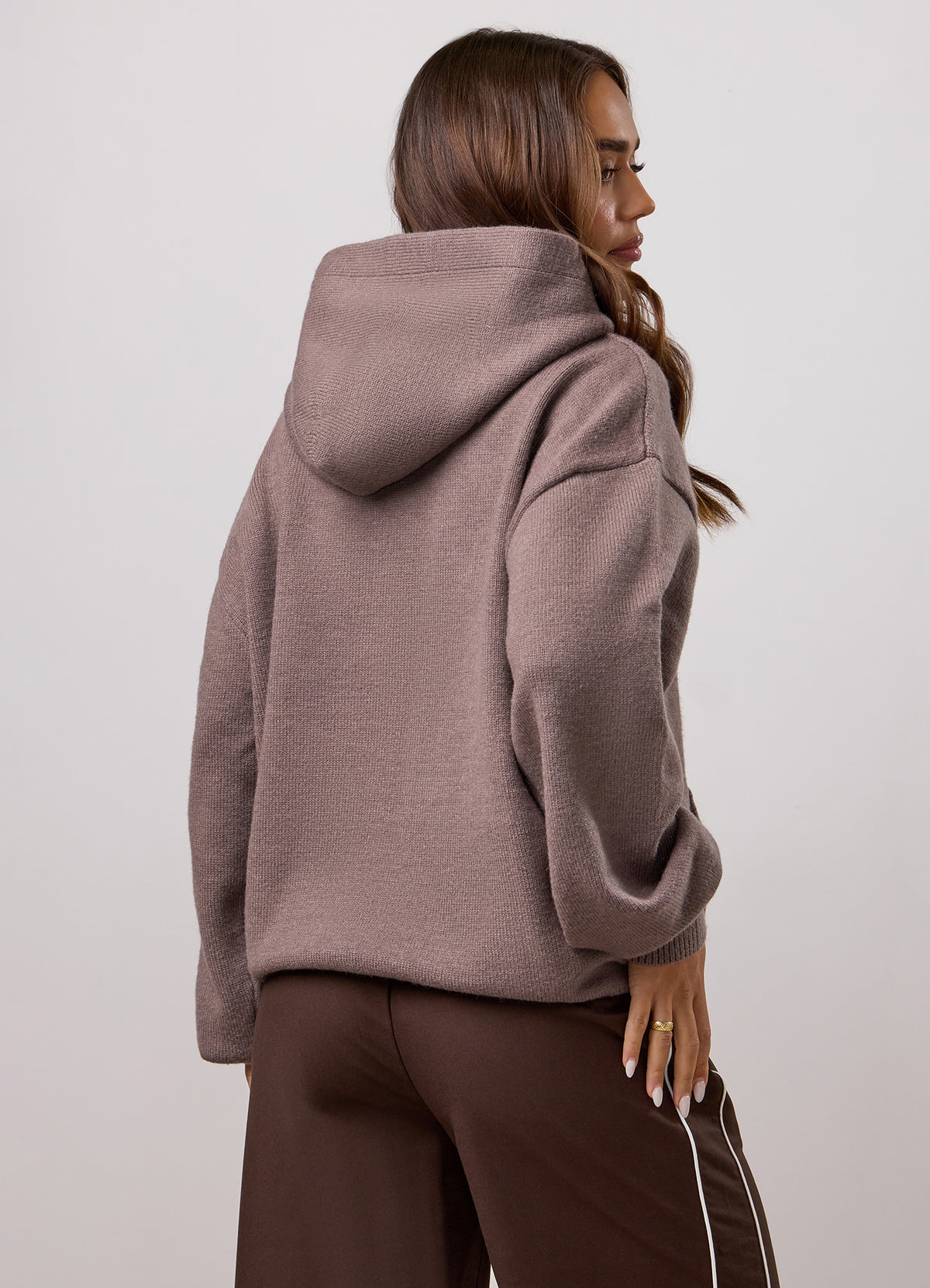 Gym King Gebreide hoodie - Deep Mocha