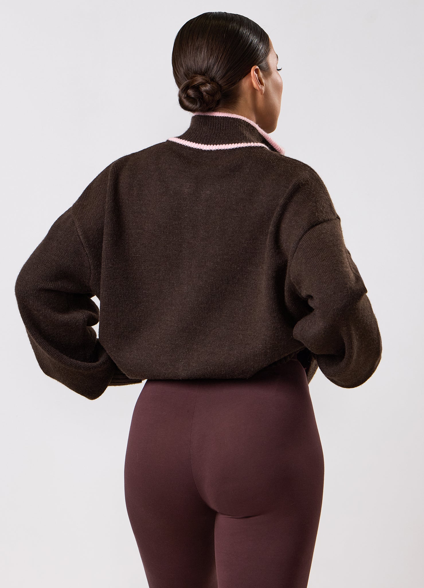 Gym King Knockout Knitted 1/4 Zip Funnel - Espresso