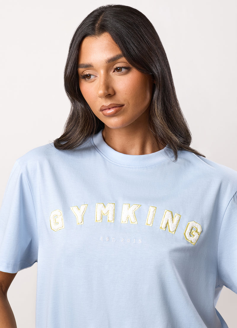 Gym King Shadow Boyfriend Tee - Hydrangea Blue