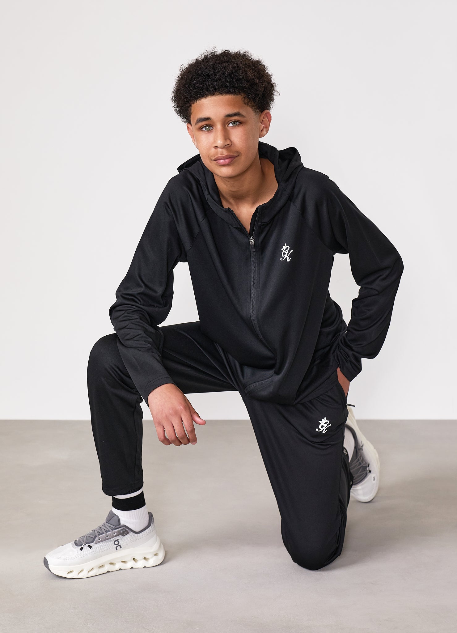Gym King Kids Lightweight Poly Tracksuit Bottom - Black