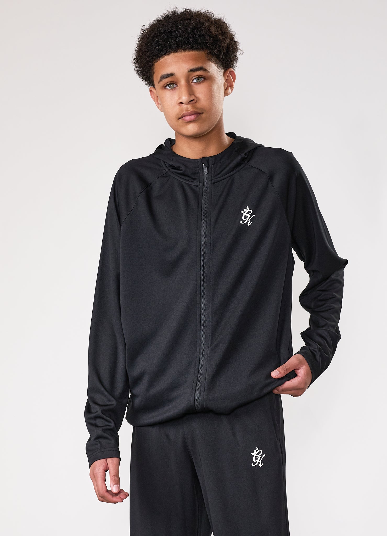 Gym King Kids Lightweight Poly Full Zip - Black