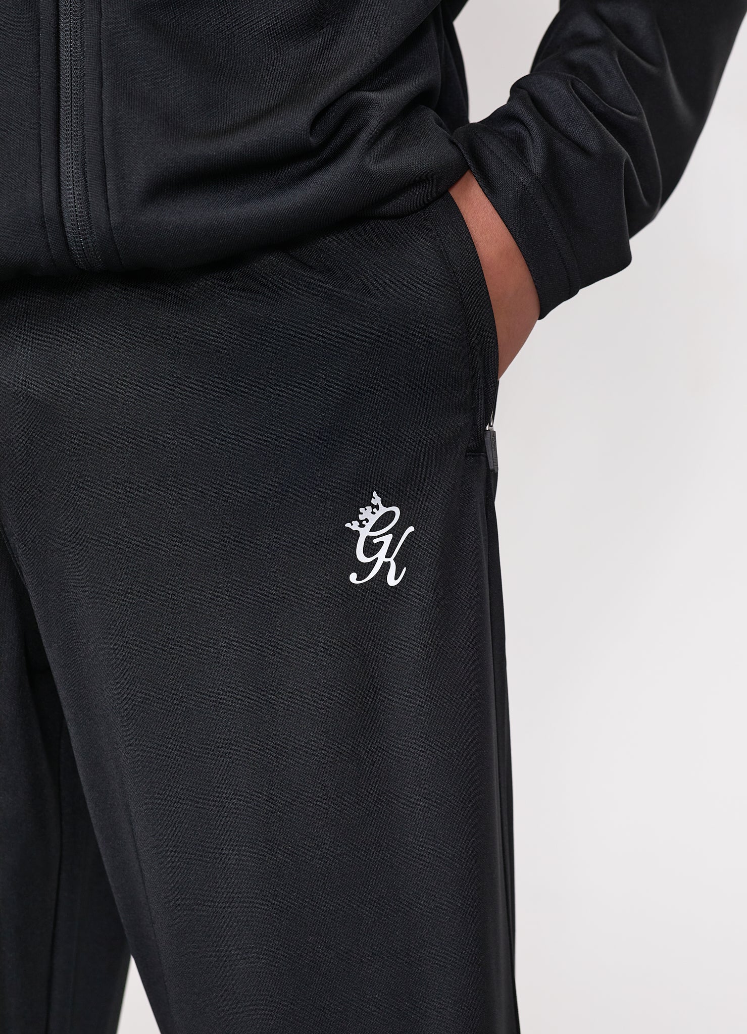 Gym King Kids Lightweight Poly Tracksuit Bottom - Black