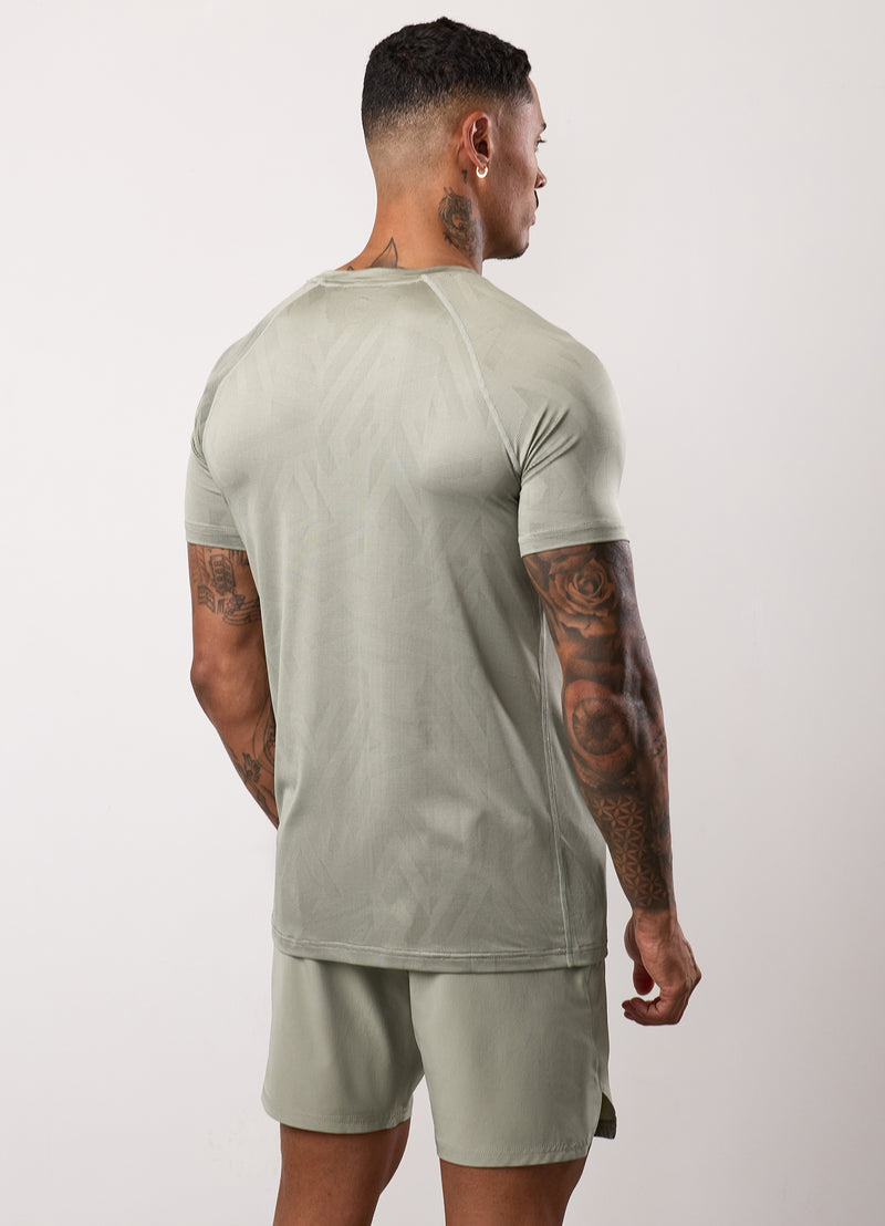 Gym King Limitless Abstract Knit Tee - Soft Khaki