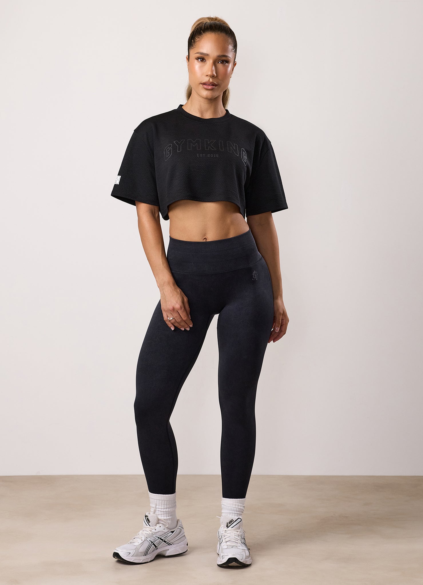 Gym King Limitless Crop Mesh Tee - Black