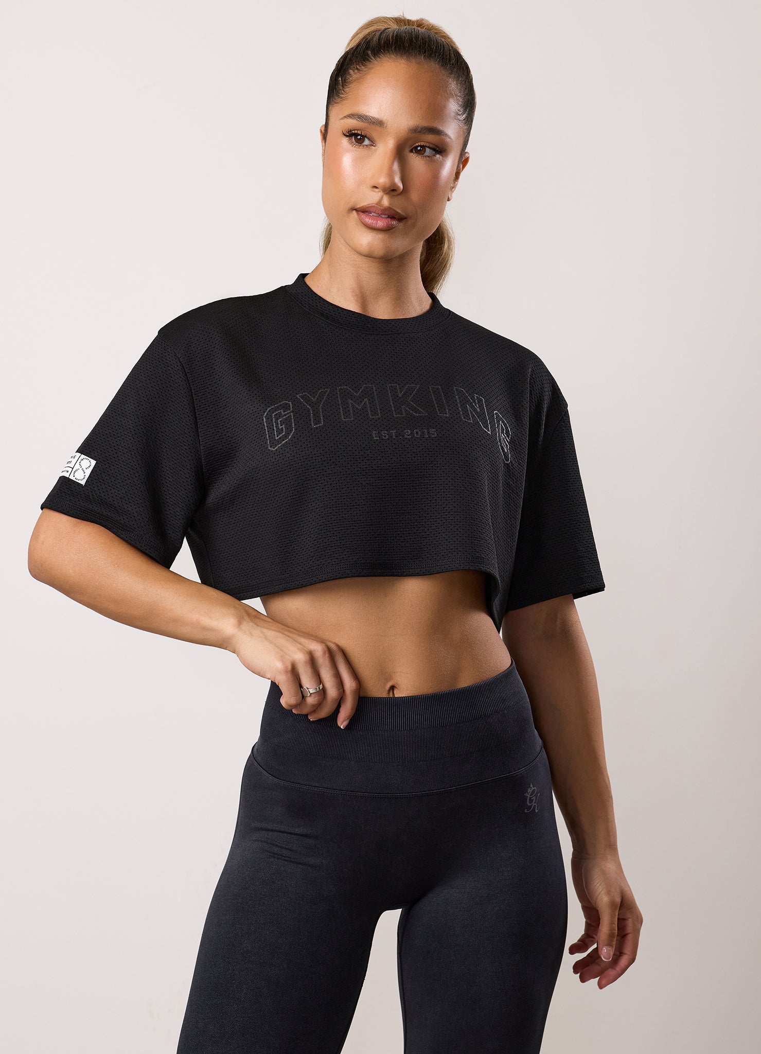 Gym King Limitless Crop Mesh Tee - Black
