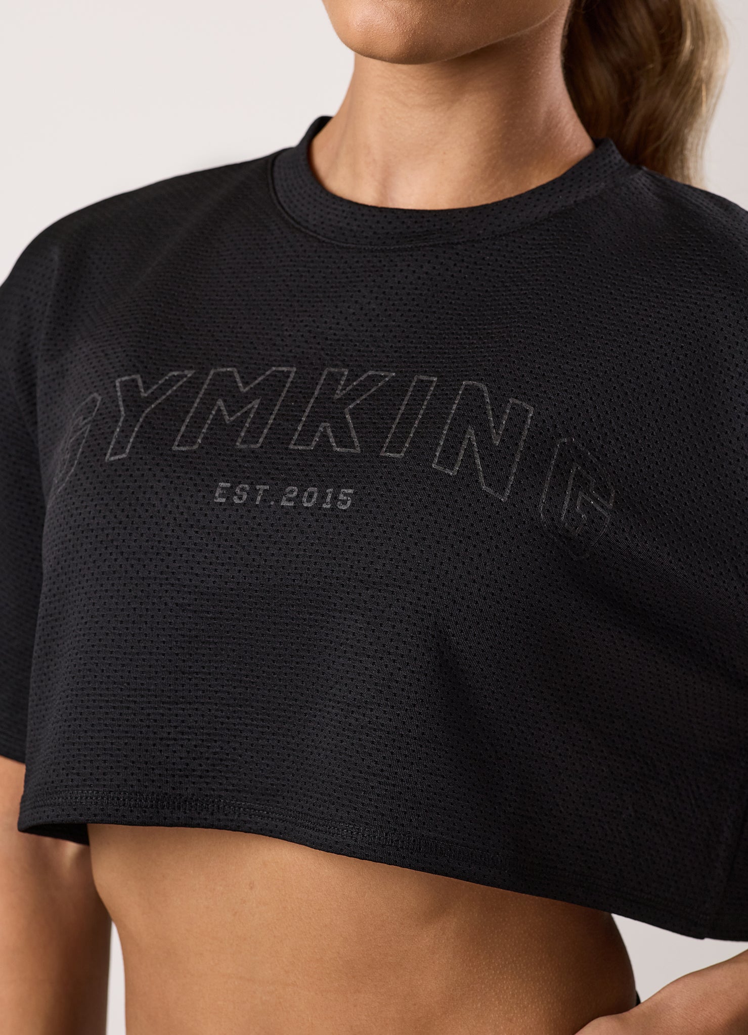 Gym King Limitless Crop Mesh Tee - Black