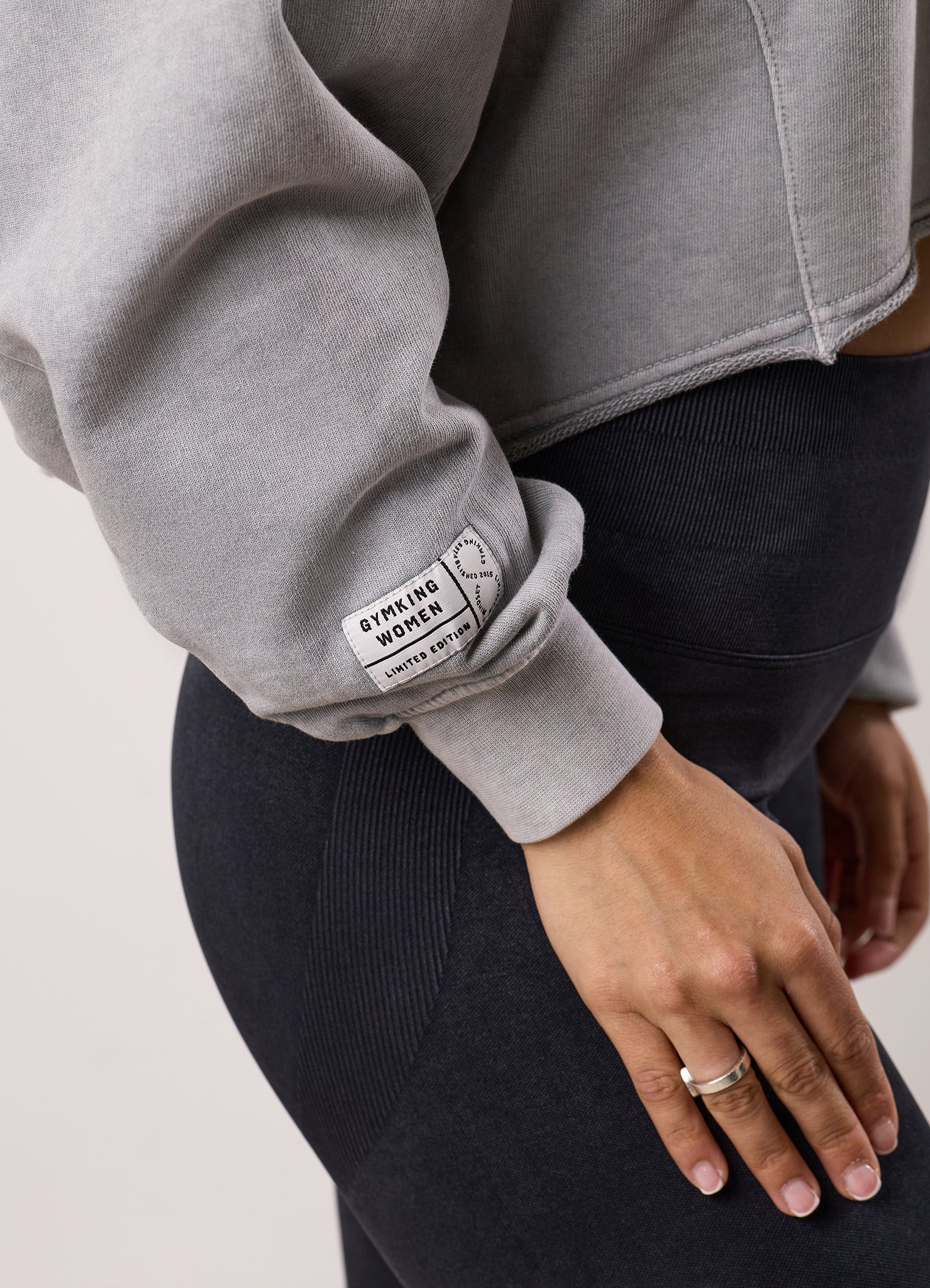 Gym King Limitless Crop Relaxed Fit Sweatshirt - Washed Light Grey