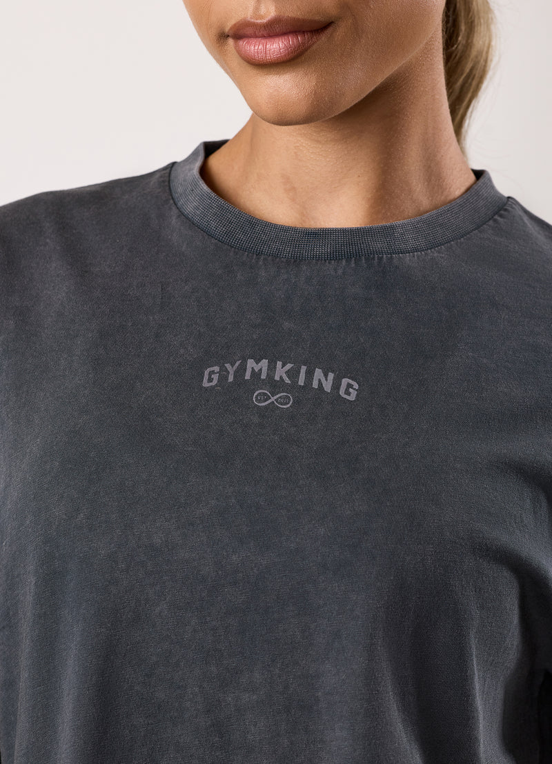 Gym King Limitless Jersey Boyfriend Tee - Washed Black