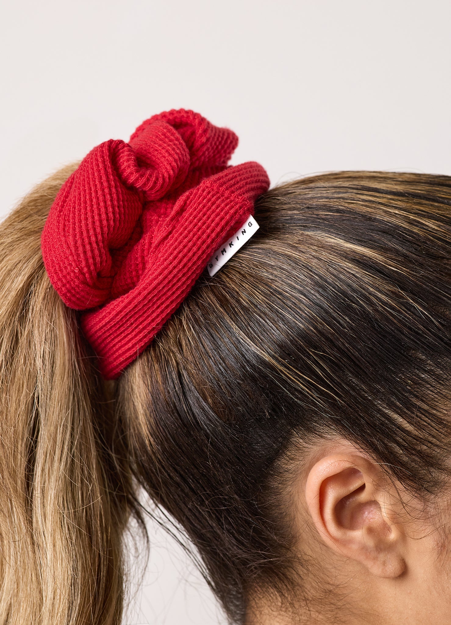 Gym King Limitless Waffle Scrunchie (2pk) - Deep Red/White