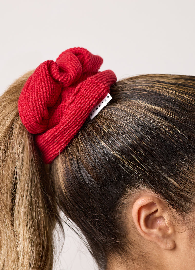Gym King Limitless Waffle Scrunchie (2pk) - Deep Red/White