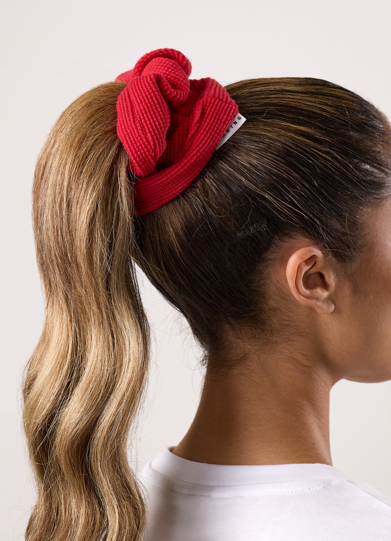 Gym King Limitless Waffle Scrunchie (2pk) - Deep Red/White