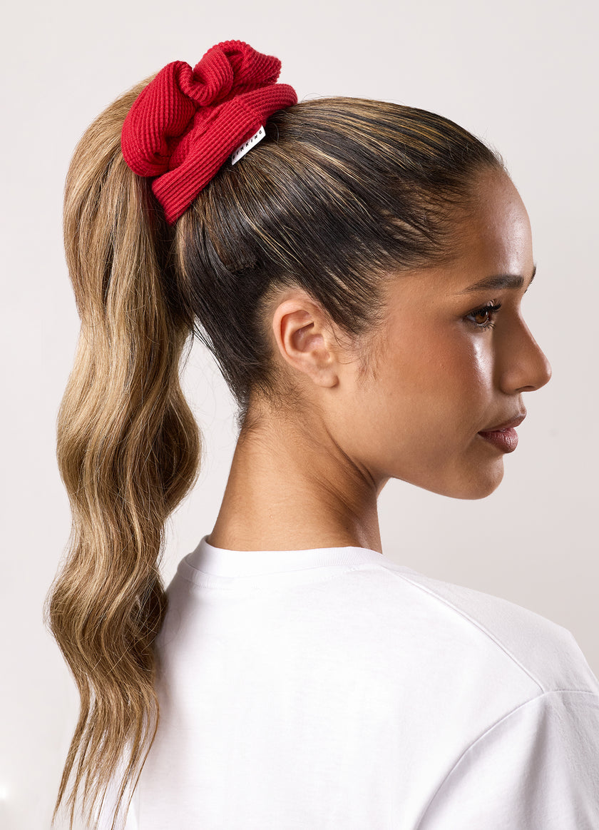 Gym King Limitless Waffle Scrunchie (2pk) - Deep Red/White