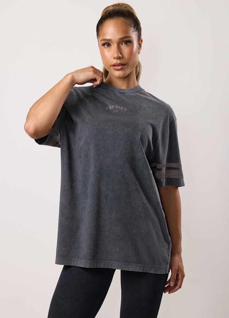 Gym King Limitless Jersey Boyfriend Tee - Washed Black