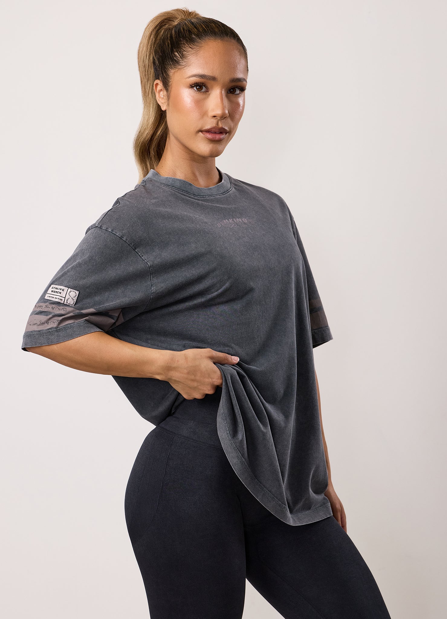 Gym King Limitless Jersey Boyfriend Tee - Washed Black