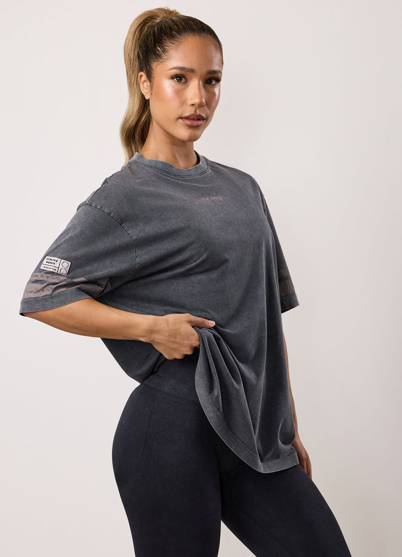 Gym King Limitless Jersey Boyfriend Tee - Washed Black