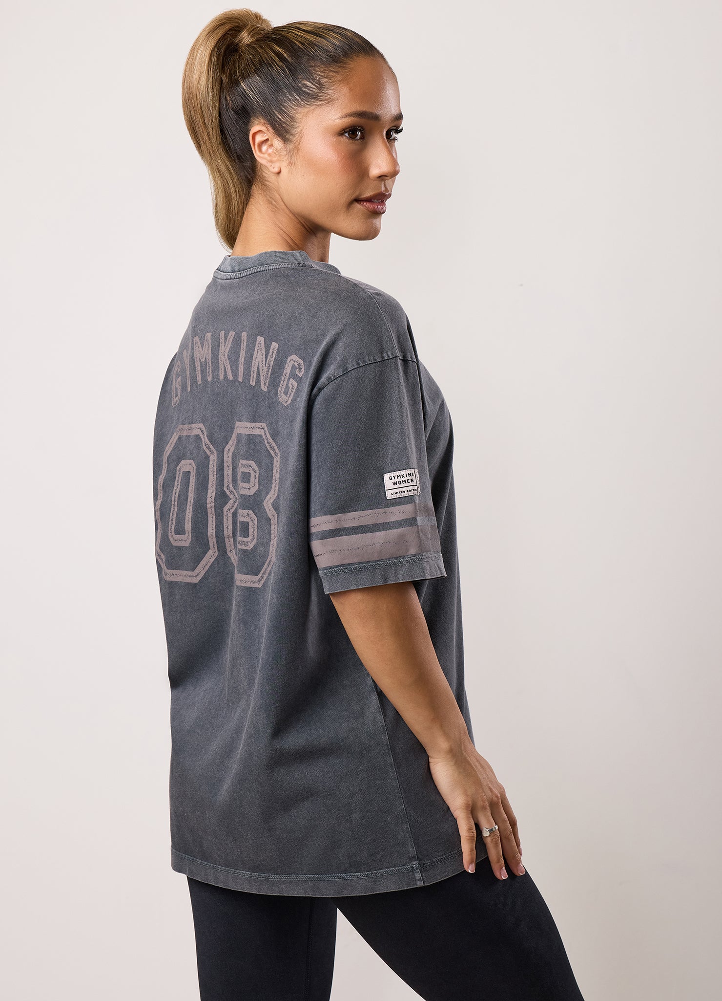 Gym King Limitless Jersey Boyfriend Tee - Washed Black