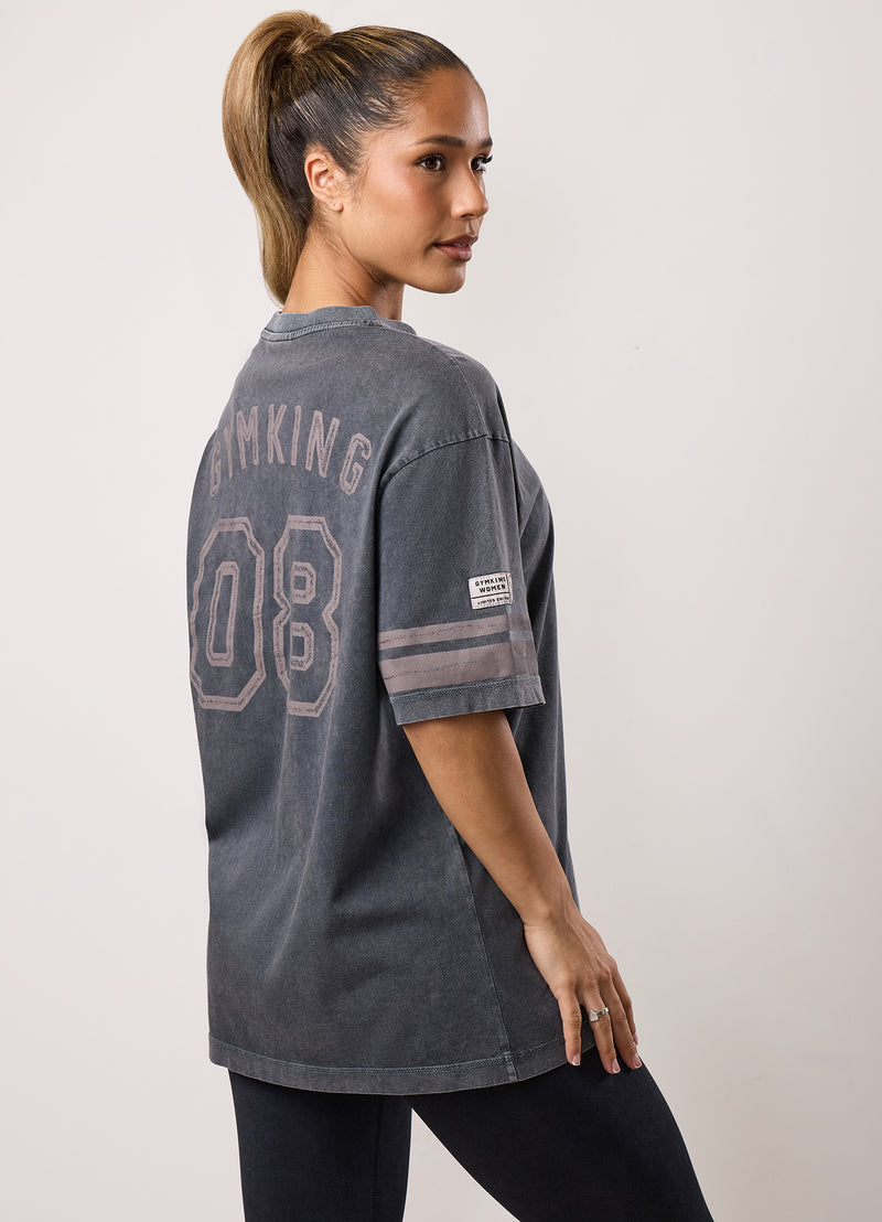 Gym King Limitless Jersey Boyfriend Tee - Washed Black