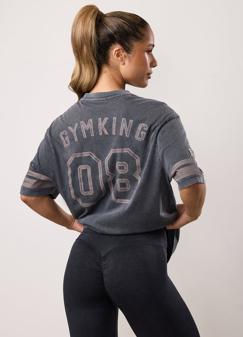 Gym King Limitless Jersey Boyfriend Tee - Washed Black