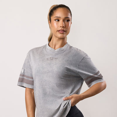 Gym King Limitless Jersey Boyfriend Tee - Washed Light Grey