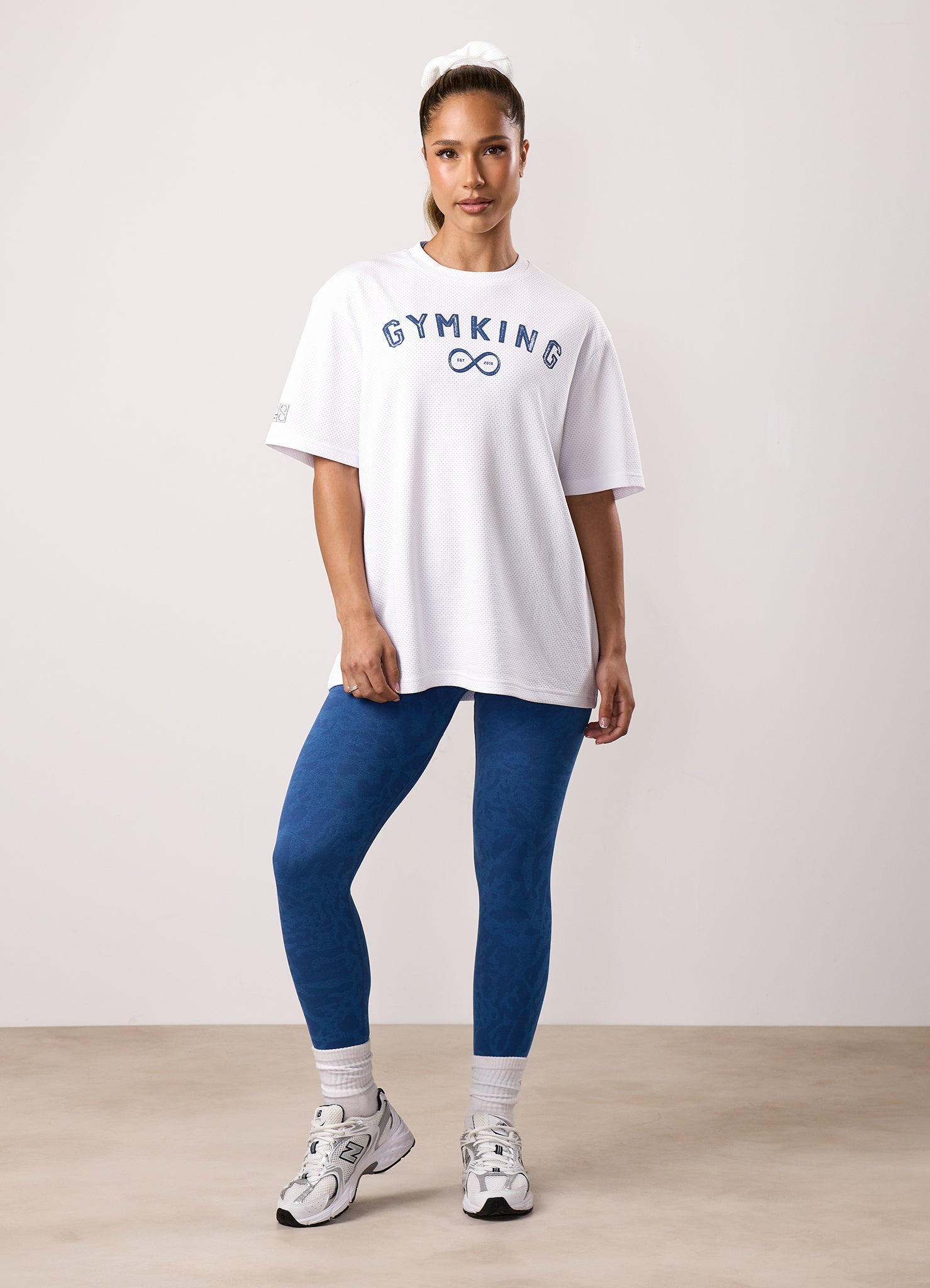 Gym King Limitless Mesh Boyfriend Tee - White/Blue