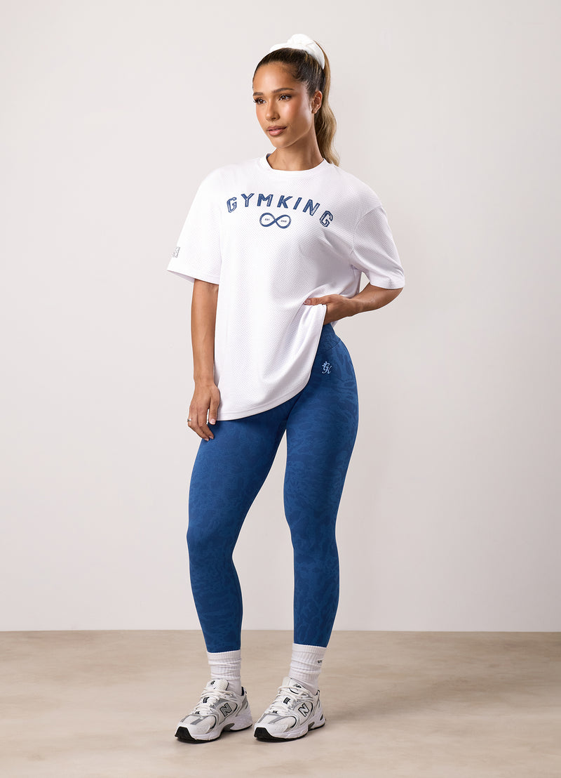 Gym King Limitless Mesh Boyfriend Tee - White/Blue