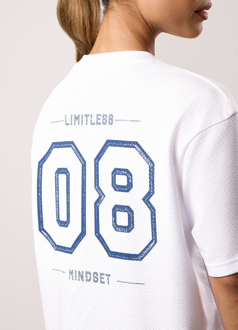 Gym King Limitless Mesh Boyfriend Tee - White/Blue
