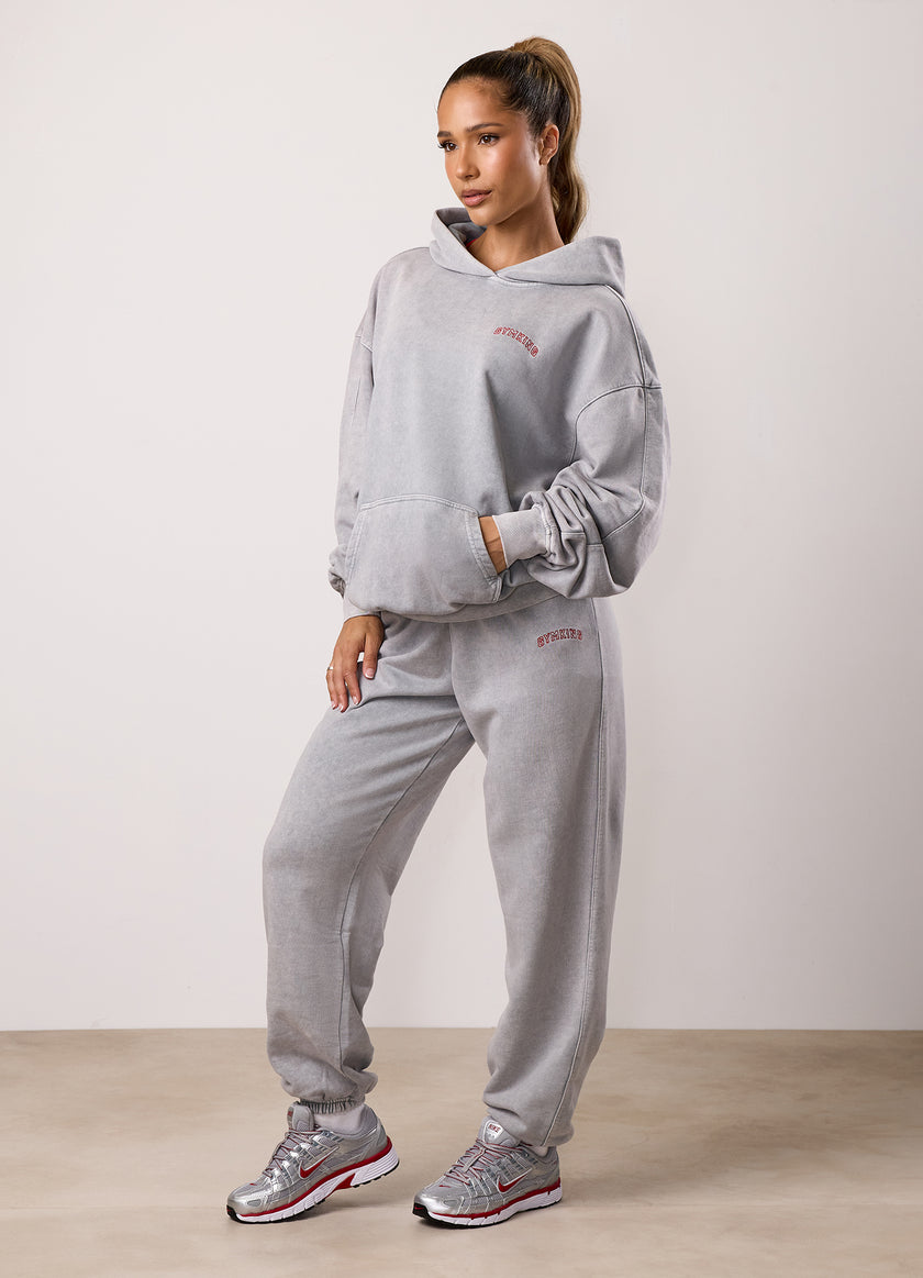 Gym King Limitless Oversized Hood Tracksuit - Washed Light Grey