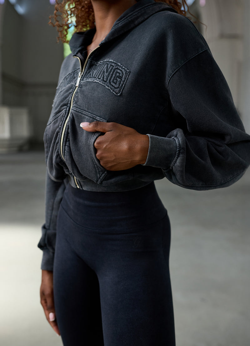 Gym King Limitless Relaxed Fit Full Zip Hood - Washed Black