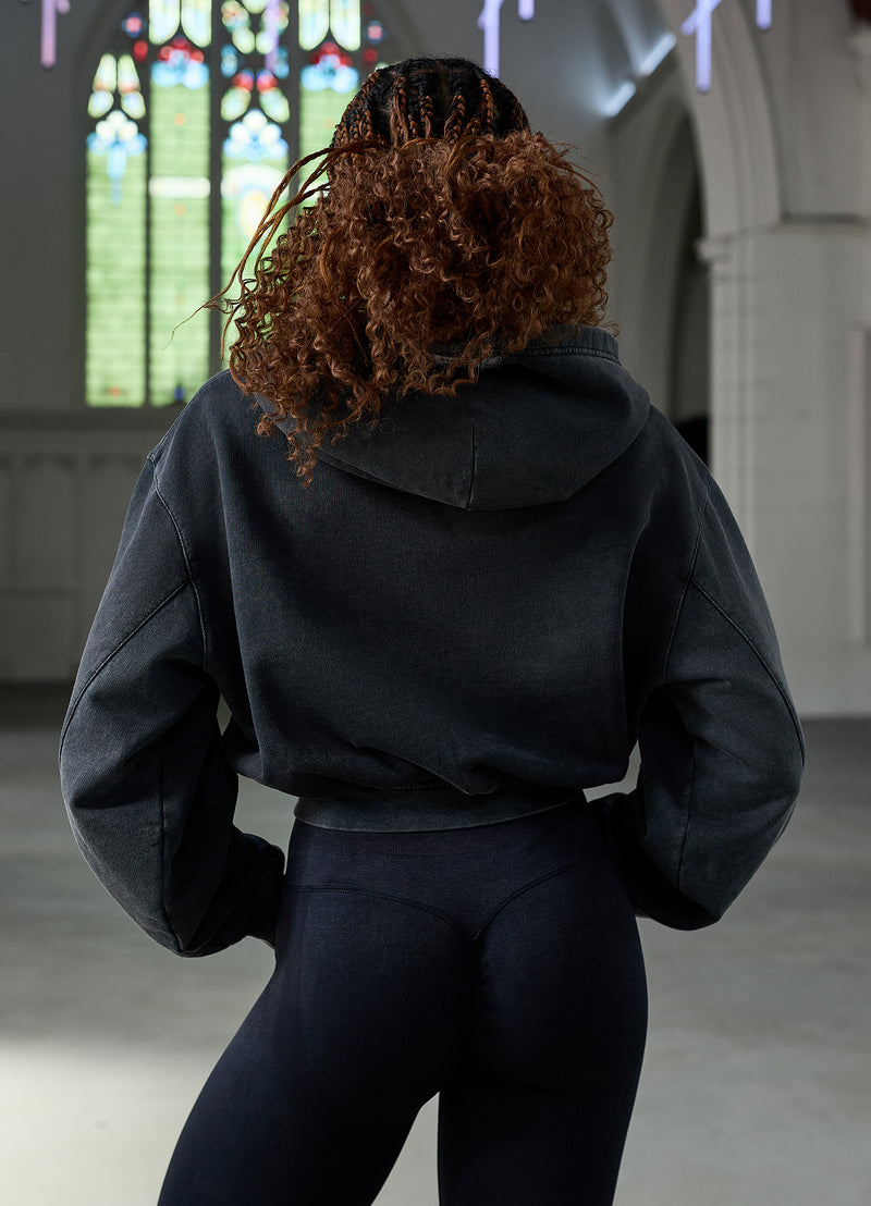 Gym King Limitless Relaxed Fit Full Zip Hood - Washed Black