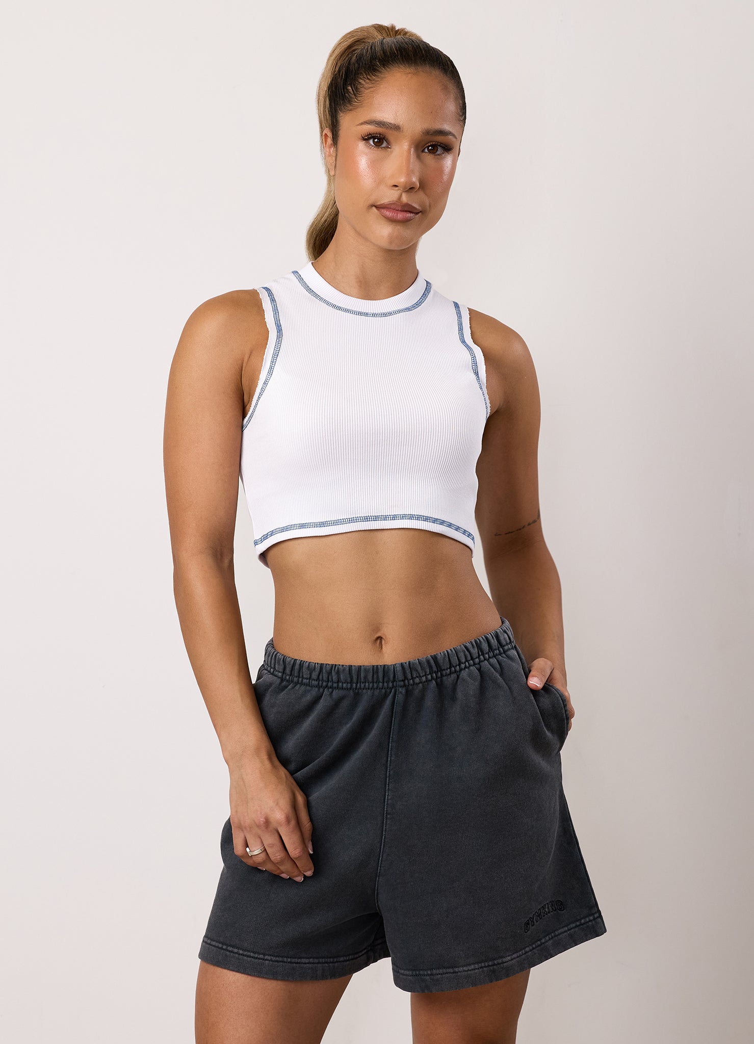 Gym King Limitless Rib Tank - White