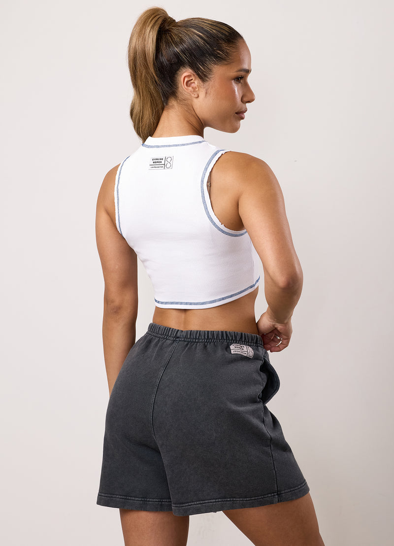 Gym King Limitless Rib Tank - White