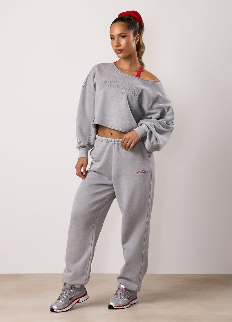 Gym King Limitless Crop Relaxed Fit Sweatshirt - Washed Light Grey