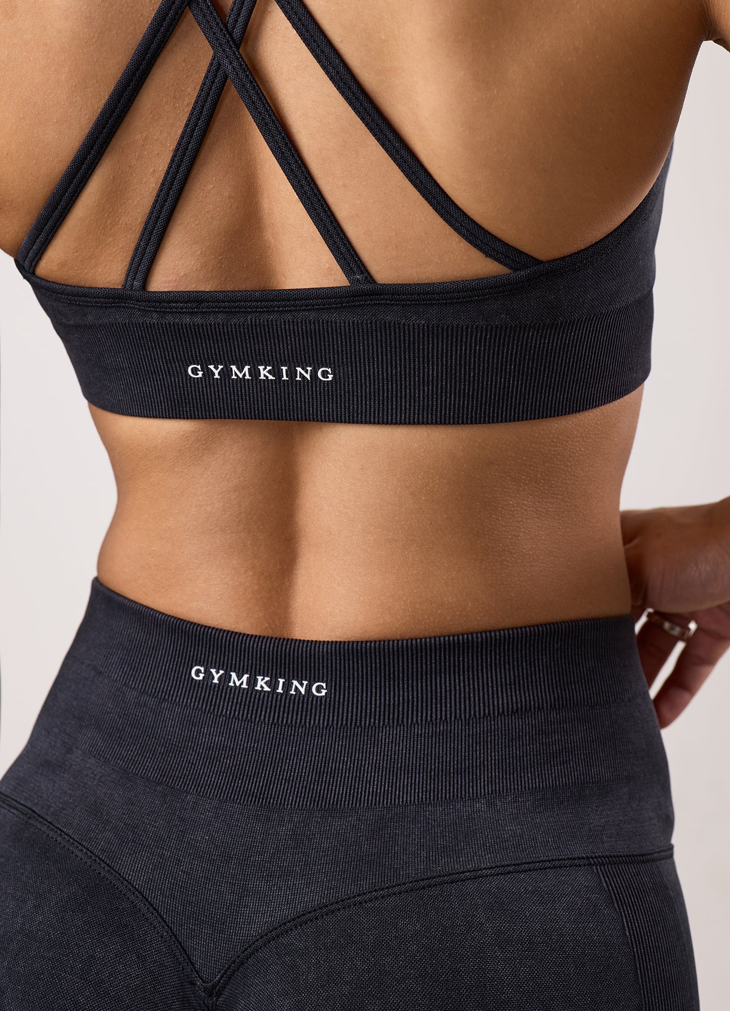 Gym King Limitless Seamless Sculpt Micro Bra - Black Acid Wash