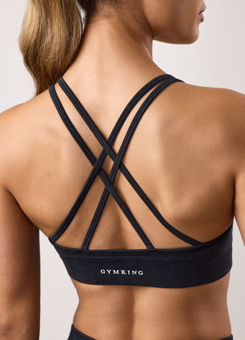Gym King Limitless Seamless Sculpt Micro Bra - Black Acid Wash