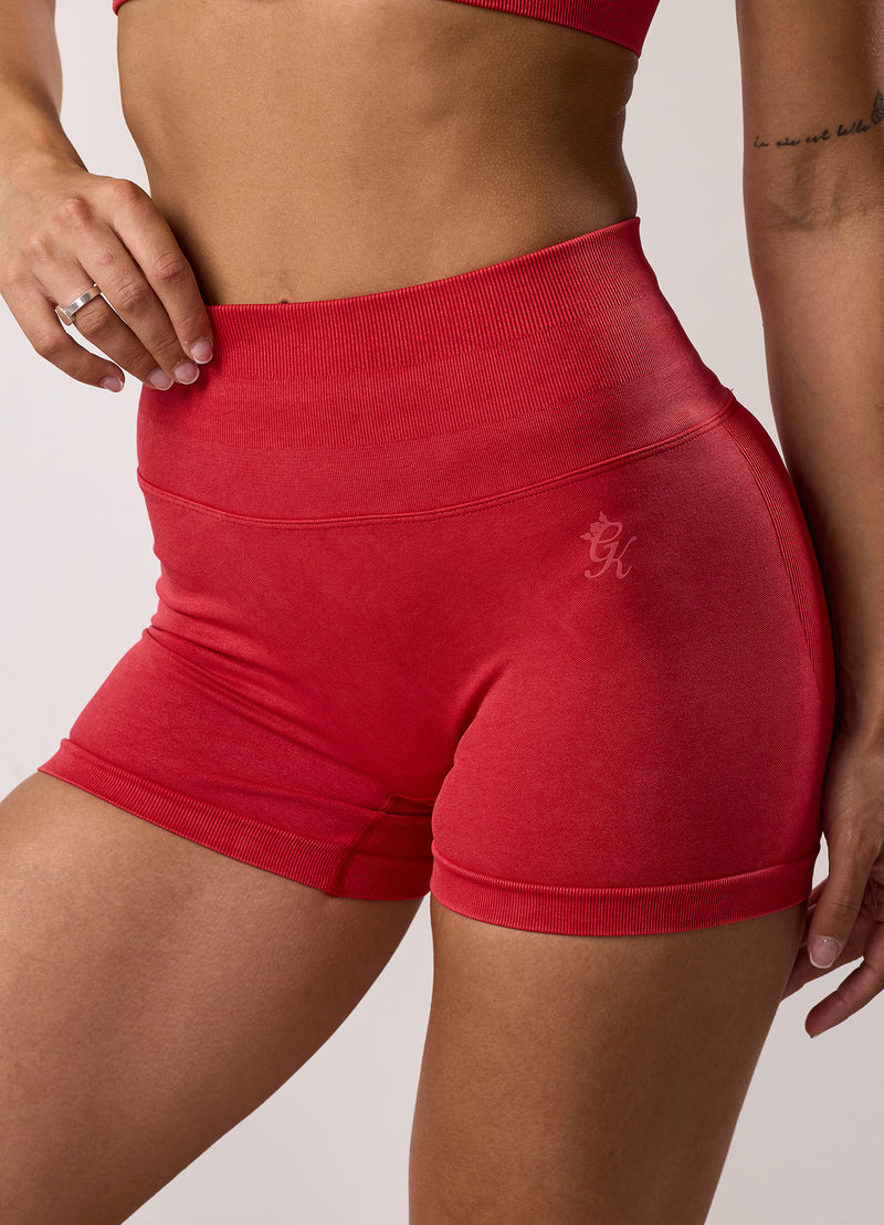 Gym King Limitless Seamless Sculpt Short 3" - Deep Red Acid Wash
