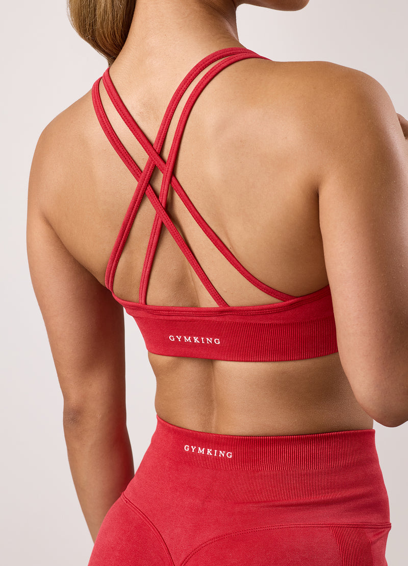 Gym King Limitless Seamless Sculpt Micro Bra - Deep Red Acid Wash
