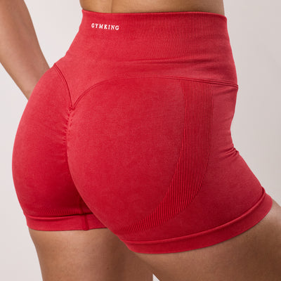 Gym King Limitless Seamless Sculpt Short 3" - Deep Red Acid Wash