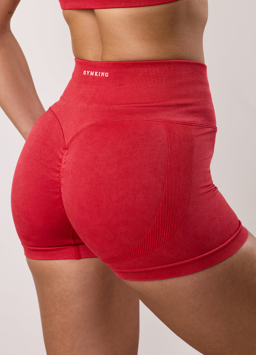 Gym King Limitless Seamless Sculpt Short 3" - Deep Red Acid Wash