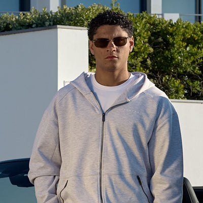 Gym King Linear Travel Full Zip Hoodie - Snow Marl