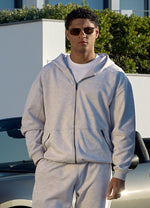 Gym King Linear Travel Full Zip Hoodie - Snow Marl thumbnail