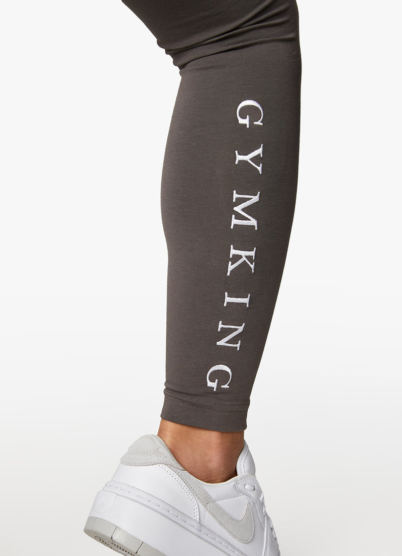 Gym King Linear Arch Jersey Legging - Steel Grey/White