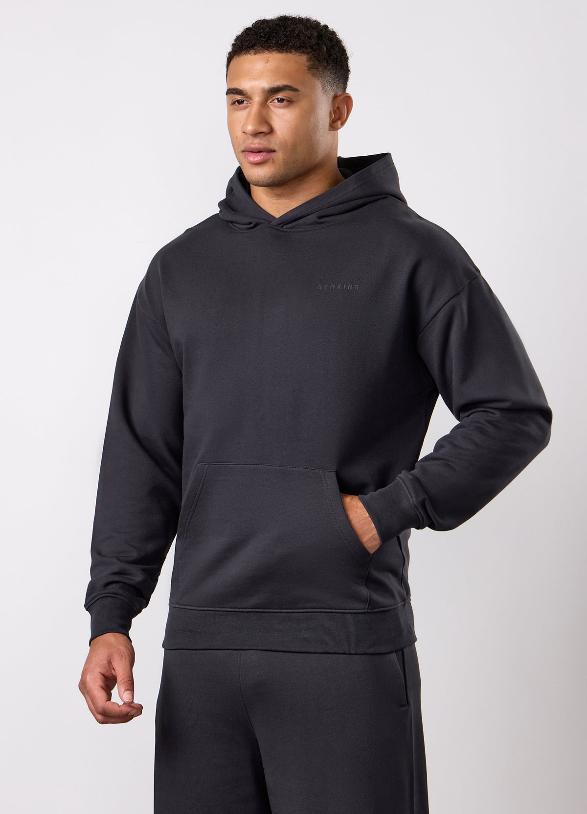 Gym King Linear Arch Loopback Hood - Dark Pewter