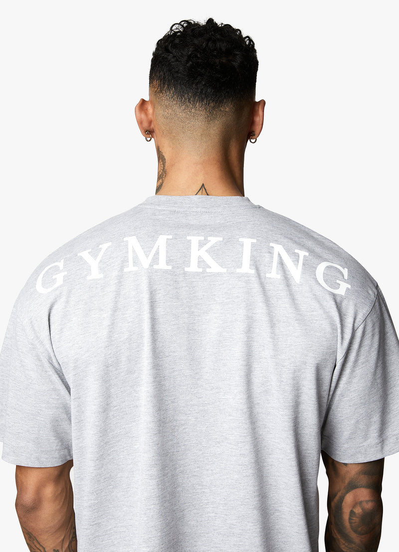 Gym King Linear Arch Tee - Light Grey Marl