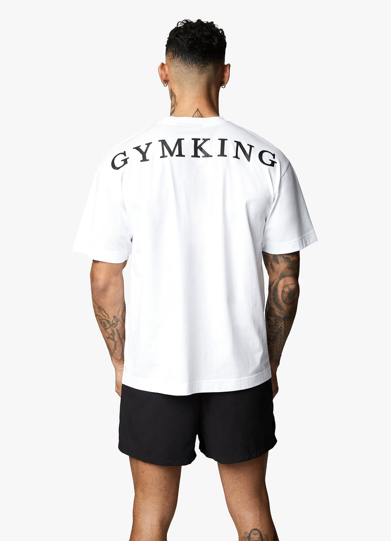 Gym King Linear Arch Tee - White