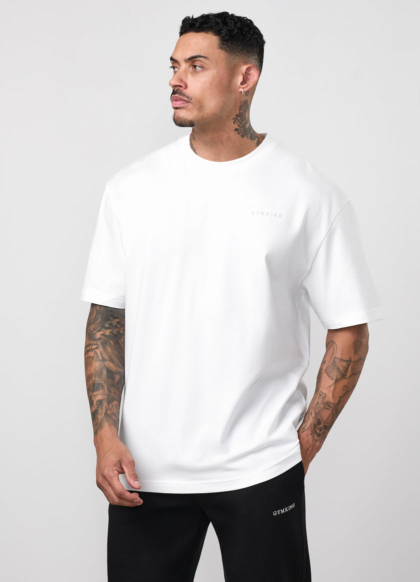 Gym King Linear Arch Tee - White / Light Grey
