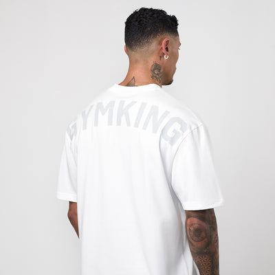 Gym King Linear Arch Tee - White / Light Grey