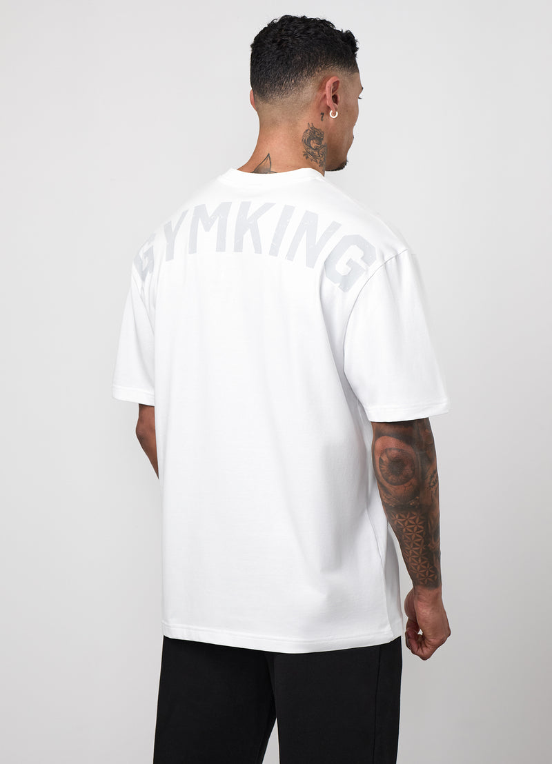 Gym King Linear Arch Tee - White / Light Grey