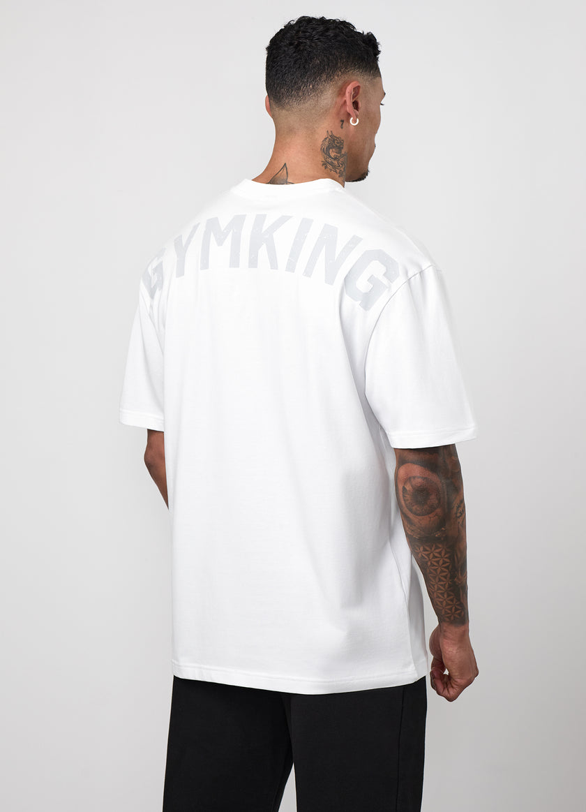 Gym King Linear Arch Tee - White / Light Grey