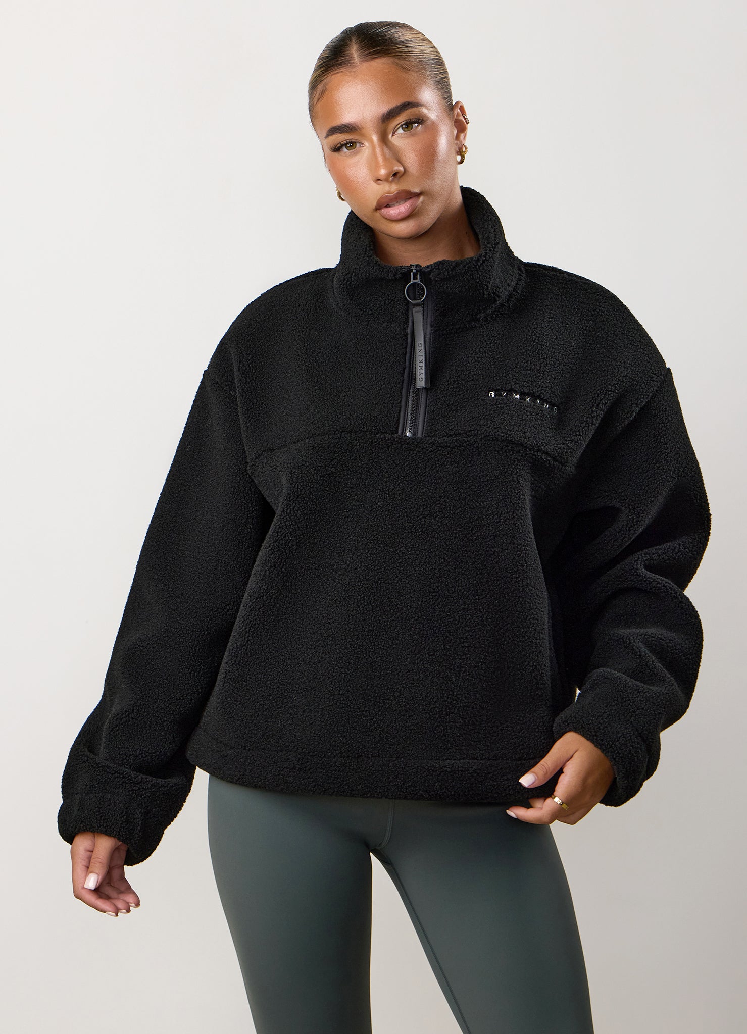 Gym King Linear Borg 1/4 Zip Fleece - Black